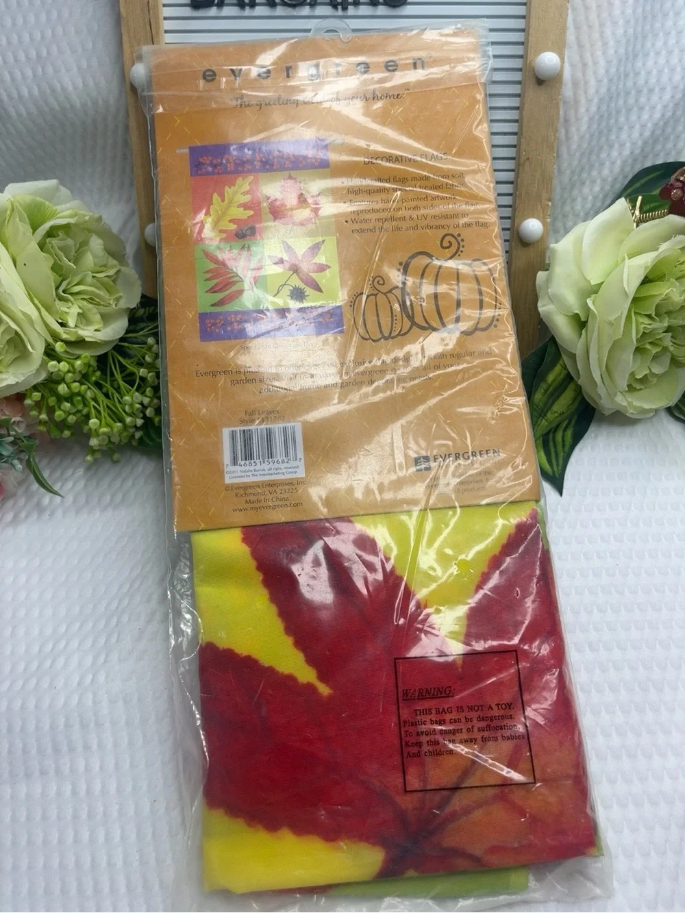 Evergreen Fall Leaves Decorative Garden Flag 29x43 Autumn Double Sided New